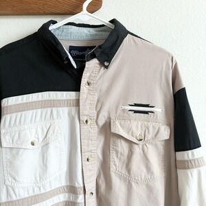 VTG Wrangler Western Southwestern Cowboy Long Sleeve Button Shirt Mens Large